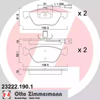 Zimmermann 23222.190.1 - Kit de plaquettes de frein, frein à disque cwaw.fr