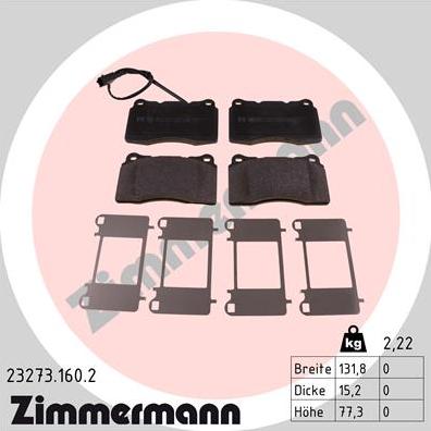 Zimmermann 23273.160.2 - Kit de plaquettes de frein, frein à disque cwaw.fr