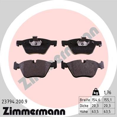 Zimmermann 23794.200.9 - Kit de plaquettes de frein, frein à disque cwaw.fr