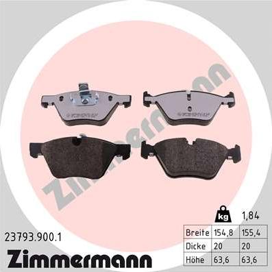 Zimmermann 23793.900.1 - Kit de plaquettes de frein, frein à disque cwaw.fr