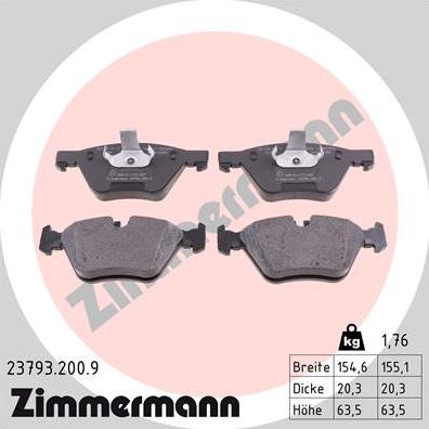 Zimmermann 23793.200.9 - Kit de plaquettes de frein, frein à disque cwaw.fr