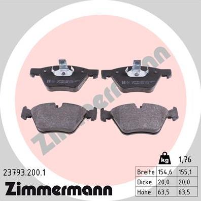 Zimmermann 23793.200.1 - Kit de plaquettes de frein, frein à disque cwaw.fr