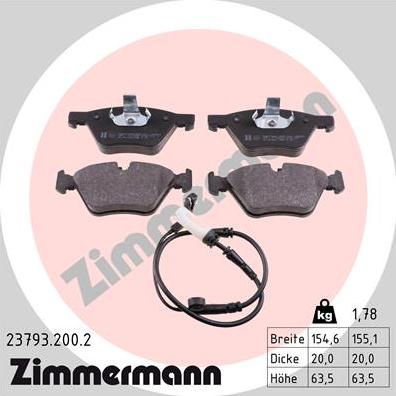 Zimmermann 23793.200.2 - Kit de plaquettes de frein, frein à disque cwaw.fr