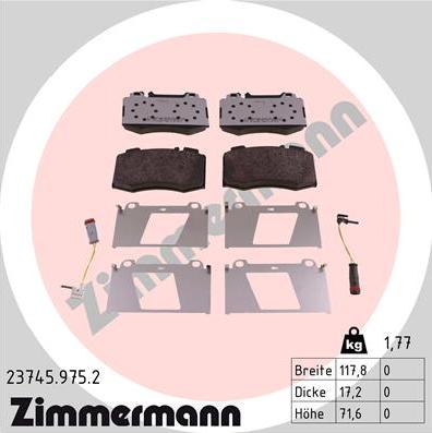 Zimmermann 23745.975.2 - Kit de plaquettes de frein, frein à disque cwaw.fr