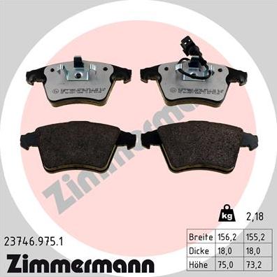 Zimmermann 23746.975.1 - Kit de plaquettes de frein, frein à disque cwaw.fr