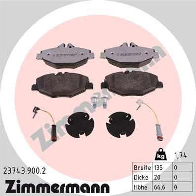 Zimmermann 23743.900.2 - Kit de plaquettes de frein, frein à disque cwaw.fr