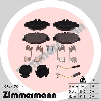 Zimmermann 23743.200.2 - Kit de plaquettes de frein, frein à disque cwaw.fr