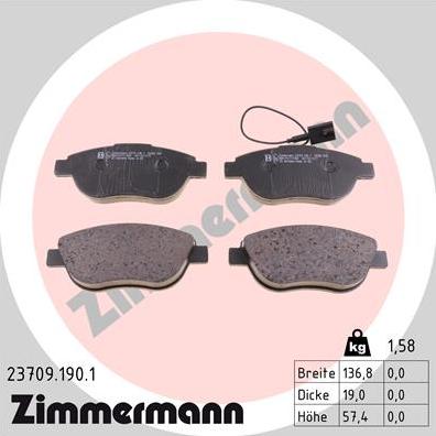 Zimmermann 23709.190.1 - Kit de plaquettes de frein, frein à disque cwaw.fr