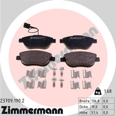 Zimmermann 23709.190.2 - Kit de plaquettes de frein, frein à disque cwaw.fr