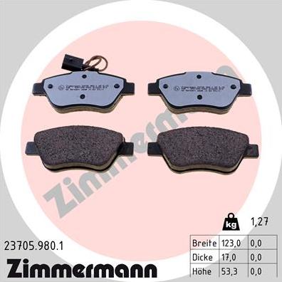 Zimmermann 23705.980.1 - Kit de plaquettes de frein, frein à disque cwaw.fr