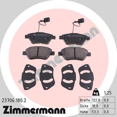 Zimmermann 23706.180.2 - Kit de plaquettes de frein, frein à disque cwaw.fr