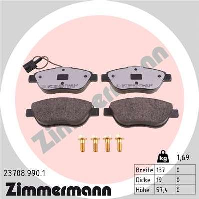 Zimmermann 23708.990.1 - Kit de plaquettes de frein, frein à disque cwaw.fr