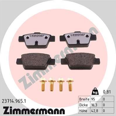 Zimmermann 23714.965.1 - Kit de plaquettes de frein, frein à disque cwaw.fr