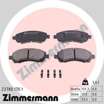 Zimmermann 23780.170.1 - Kit de plaquettes de frein, frein à disque cwaw.fr