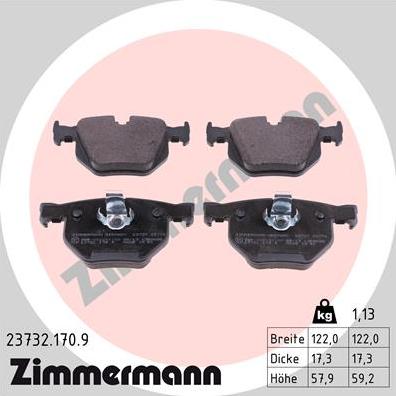 Zimmermann 23732.170.9 - Kit de plaquettes de frein, frein à disque cwaw.fr