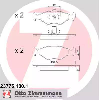 Zimmermann 23775.180.1 - Kit de plaquettes de frein, frein à disque cwaw.fr