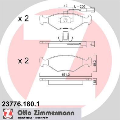 Zimmermann 23776.180.1 - Kit de plaquettes de frein, frein à disque cwaw.fr