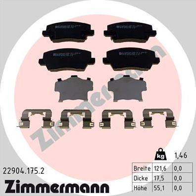 Zimmermann 22904.175.2 - Kit de plaquettes de frein, frein à disque cwaw.fr