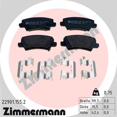 Zimmermann 22901.155.2 - Kit de plaquettes de frein, frein à disque cwaw.fr