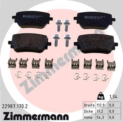 Zimmermann 22987.170.2 - Kit de plaquettes de frein, frein à disque cwaw.fr