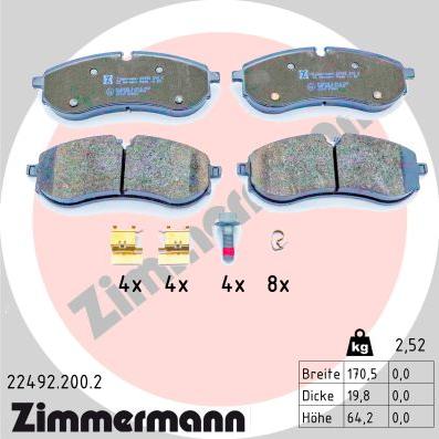 Zimmermann 22492.200.2 - Kit de plaquettes de frein, frein à disque cwaw.fr