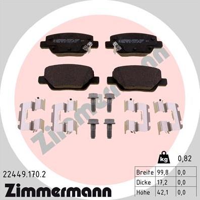 Zimmermann 22449.170.2 - Kit de plaquettes de frein, frein à disque cwaw.fr