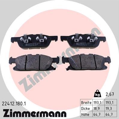 Zimmermann 22412.180.1 - Kit de plaquettes de frein, frein à disque cwaw.fr