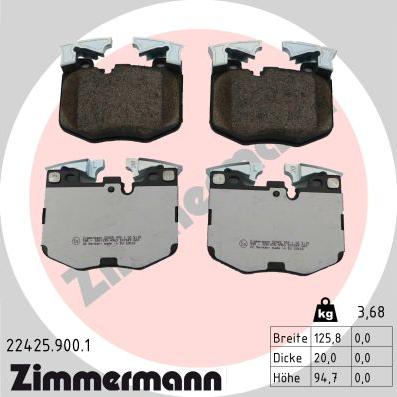 Zimmermann 22425.900.1 - Kit de plaquettes de frein, frein à disque cwaw.fr