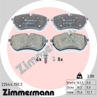 Zimmermann 22644.190.2 - Kit de plaquettes de frein, frein à disque cwaw.fr