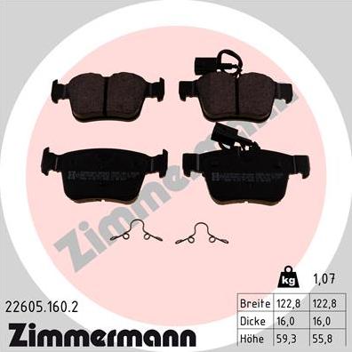 Zimmermann 22605.160.2 - Kit de plaquettes de frein, frein à disque cwaw.fr