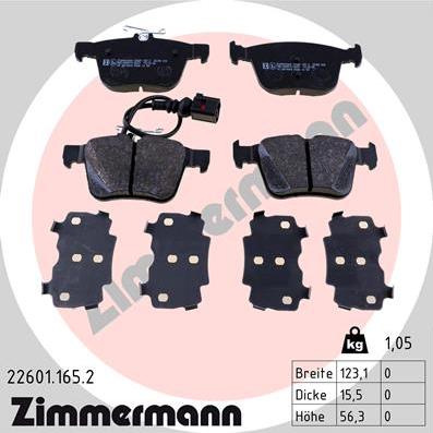 Zimmermann 22601.165.2 - Kit de plaquettes de frein, frein à disque cwaw.fr