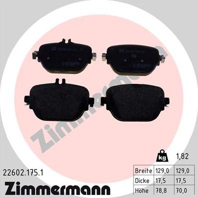 Zimmermann 22602.175.1 - Kit de plaquettes de frein, frein à disque cwaw.fr