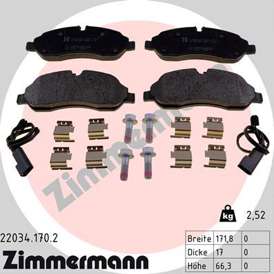 Zimmermann 22034.170.2 - Kit de plaquettes de frein, frein à disque cwaw.fr