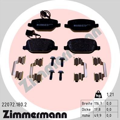 Zimmermann 22072.180.2 - Kit de plaquettes de frein, frein à disque cwaw.fr