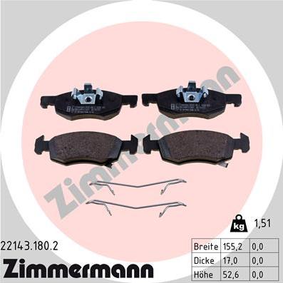 Zimmermann 22143.180.2 - Kit de plaquettes de frein, frein à disque cwaw.fr