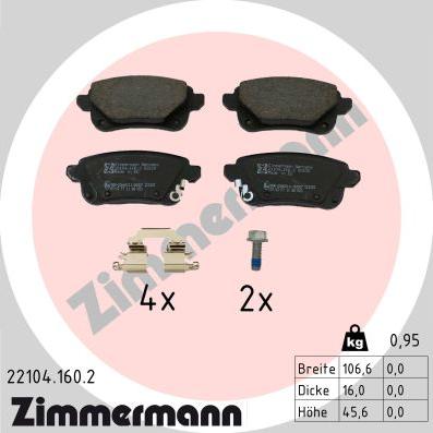 Zimmermann 22104.160.2 - Kit de plaquettes de frein, frein à disque cwaw.fr