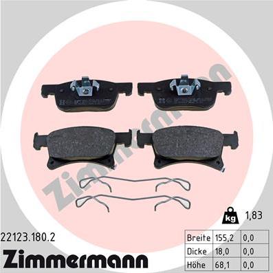 Zimmermann 22123.180.2 - Kit de plaquettes de frein, frein à disque cwaw.fr