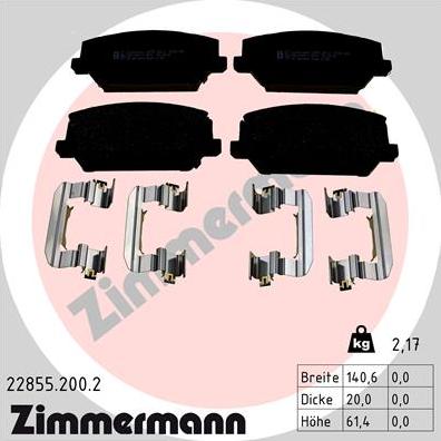 Zimmermann 22855.200.2 - Kit de plaquettes de frein, frein à disque cwaw.fr