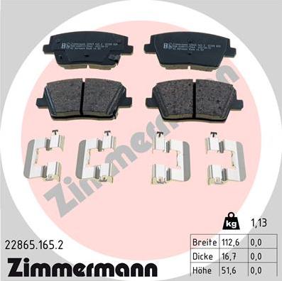 Zimmermann 22865.165.2 - Kit de plaquettes de frein, frein à disque cwaw.fr