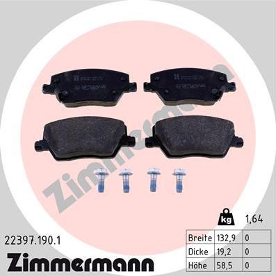 Zimmermann 22397.190.1 - Kit de plaquettes de frein, frein à disque cwaw.fr