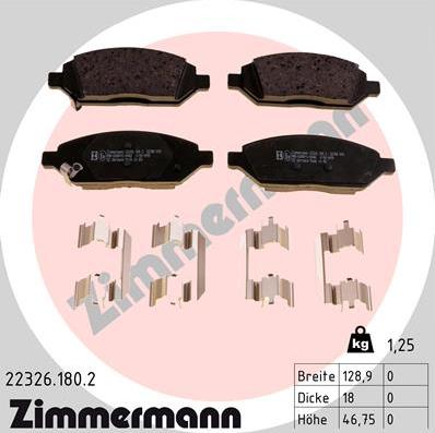 Zimmermann 22326.180.2 - Kit de plaquettes de frein, frein à disque cwaw.fr