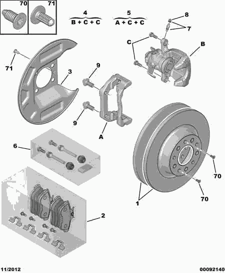 PEUGEOT 4254 97 - Kit de plaquettes de frein, frein à disque cwaw.fr