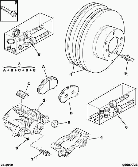 CITROËN/PEUGEOT 4254 43 - Kit de plaquettes de frein, frein à disque cwaw.fr