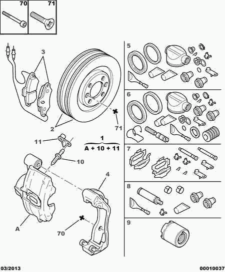 PEUGEOT 4252 91 - Kit de plaquettes de frein, frein à disque cwaw.fr