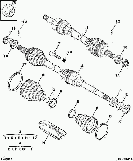 CITROËN/PEUGEOT 3272 FG - Jeu de joints, arbre de transmission cwaw.fr