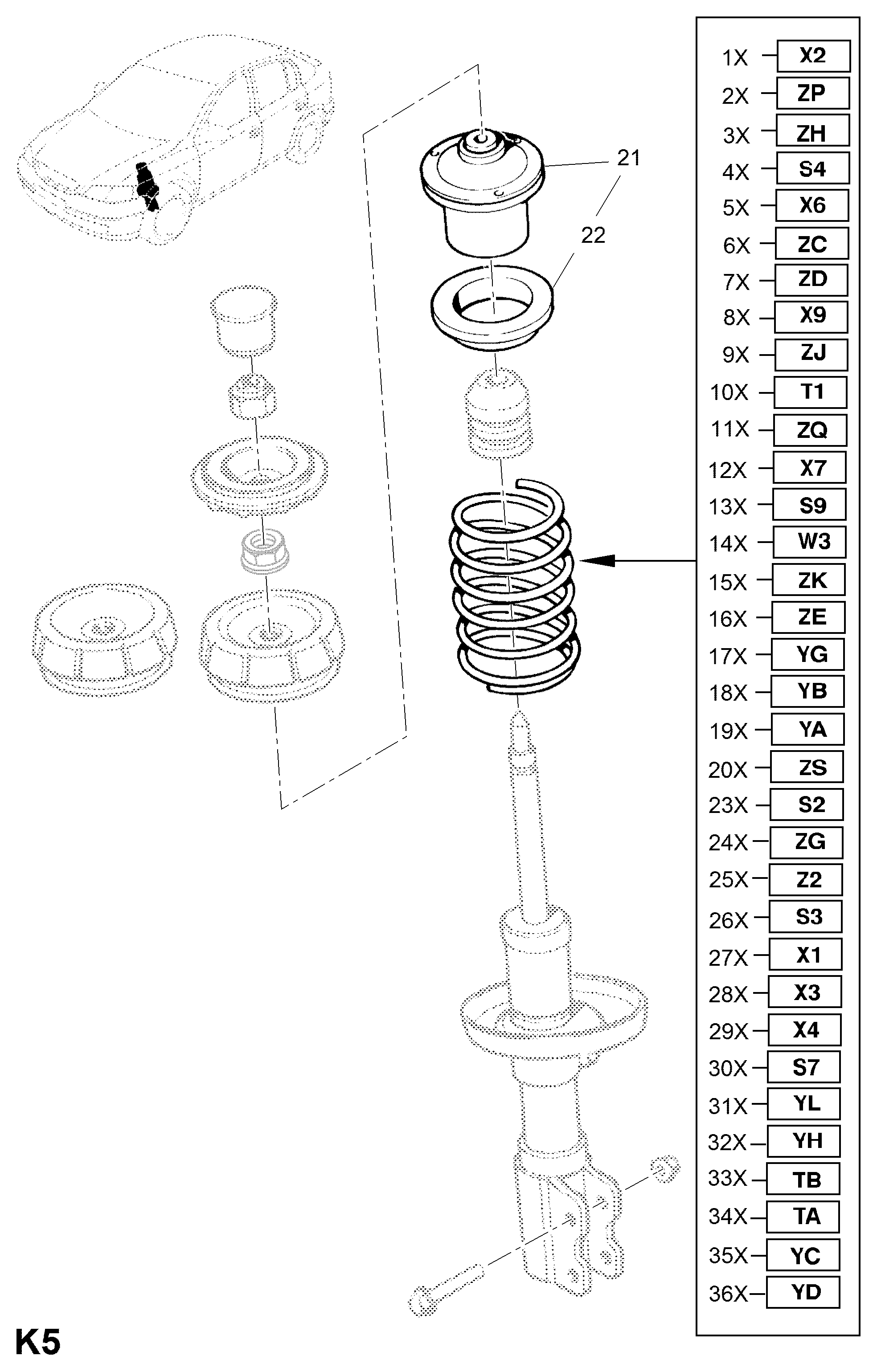 Opel 312 854 - Ressort de suspension cwaw.fr