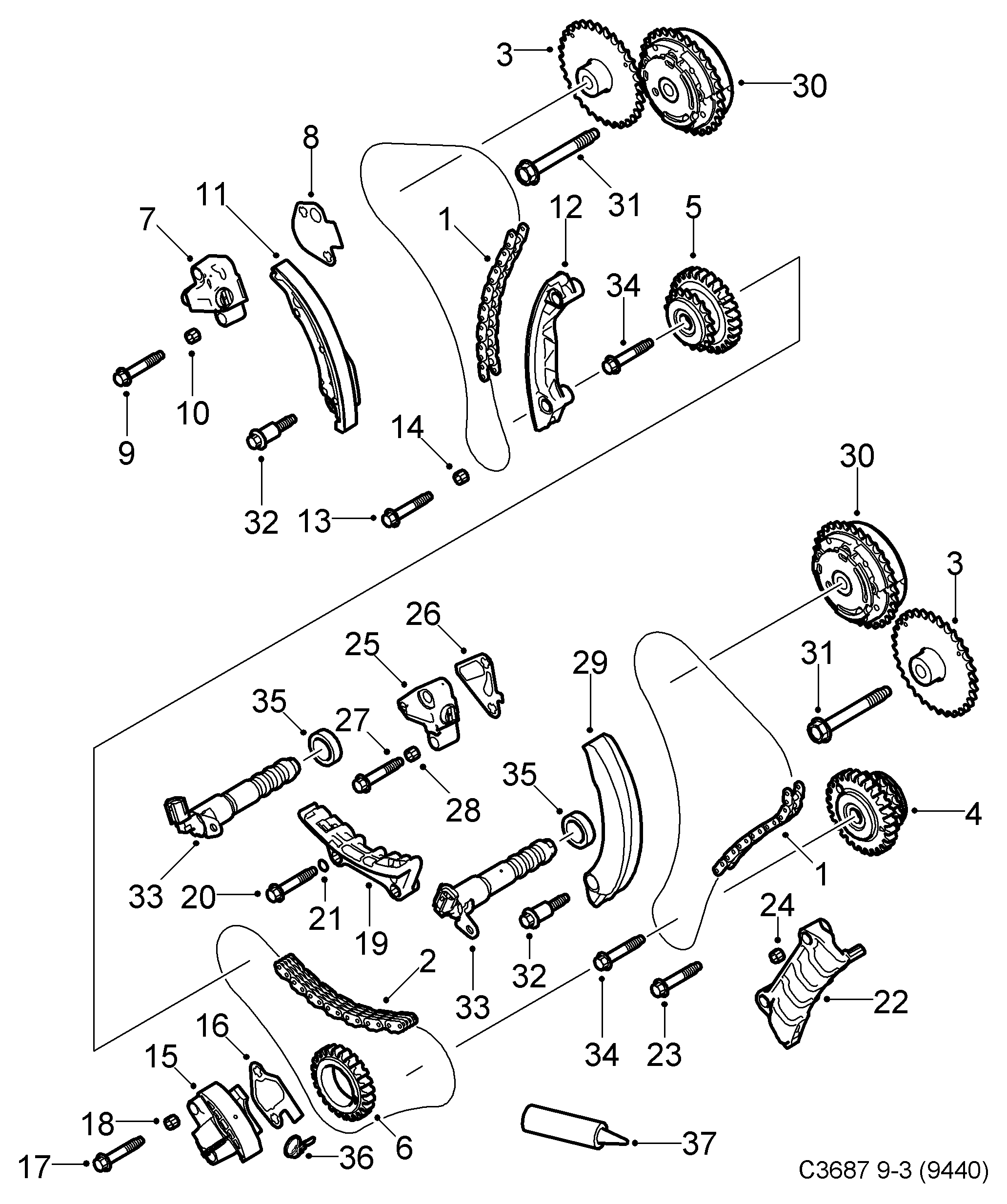 Opel 12623514 - Kit de distribution par chaîne cwaw.fr