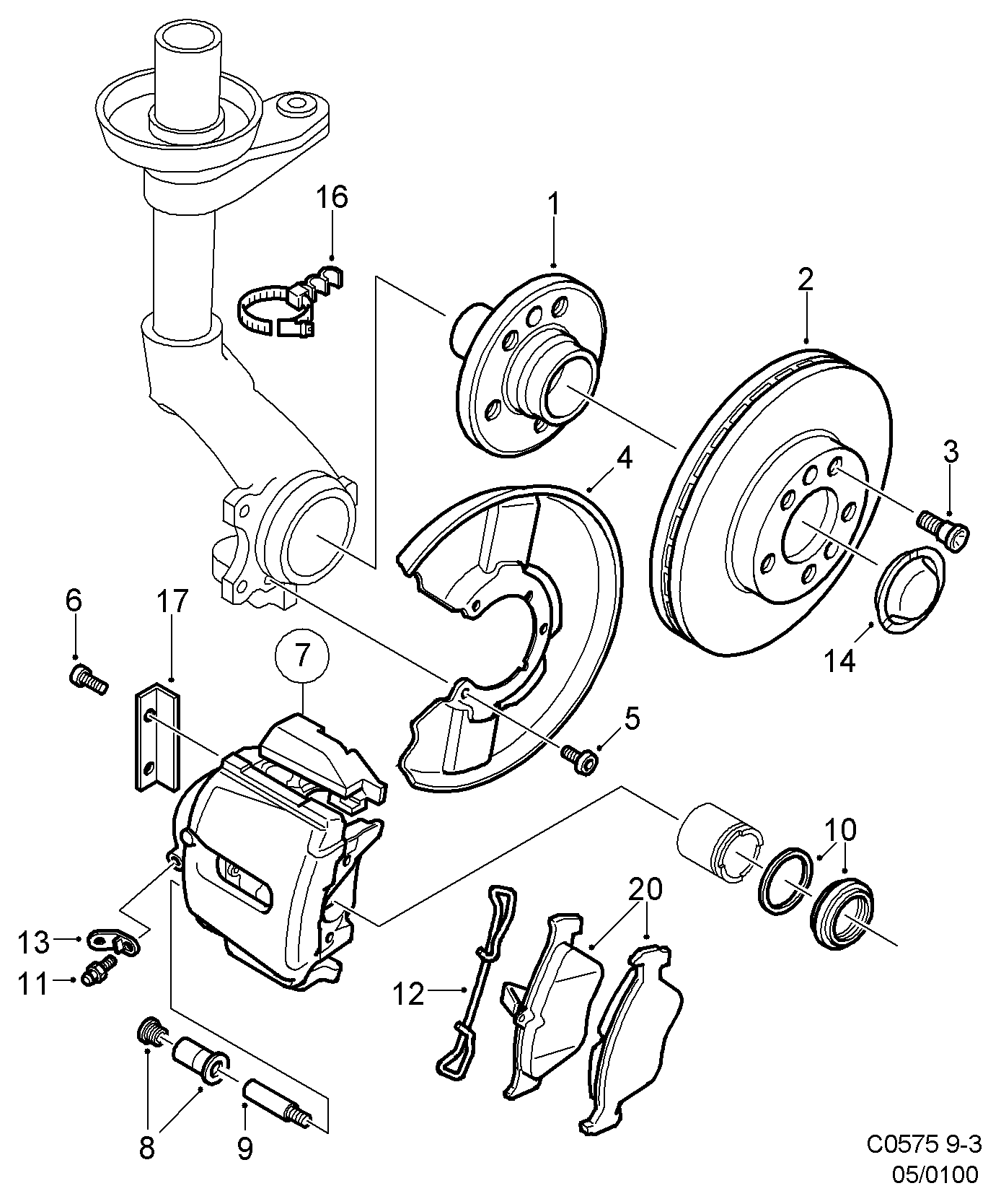 SAAB 5064795 - Kit de plaquettes de frein, frein à disque cwaw.fr