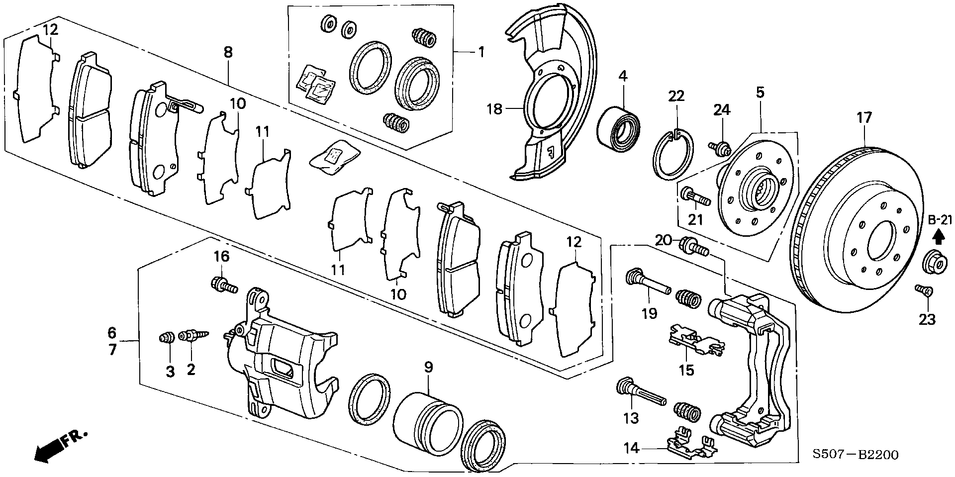 Honda 45022S04E50 - Kit de plaquettes de frein, frein à disque cwaw.fr