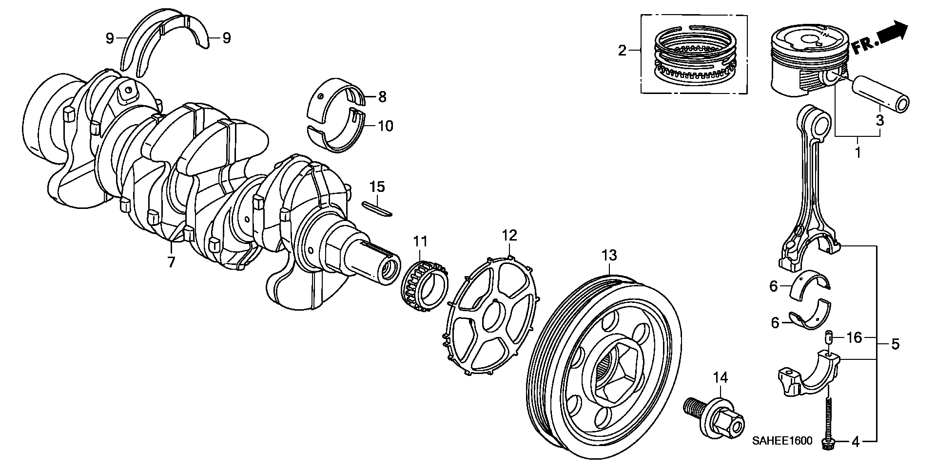 Honda 13321-PWA-003 - Kit de coussinet de vilebrequin cwaw.fr